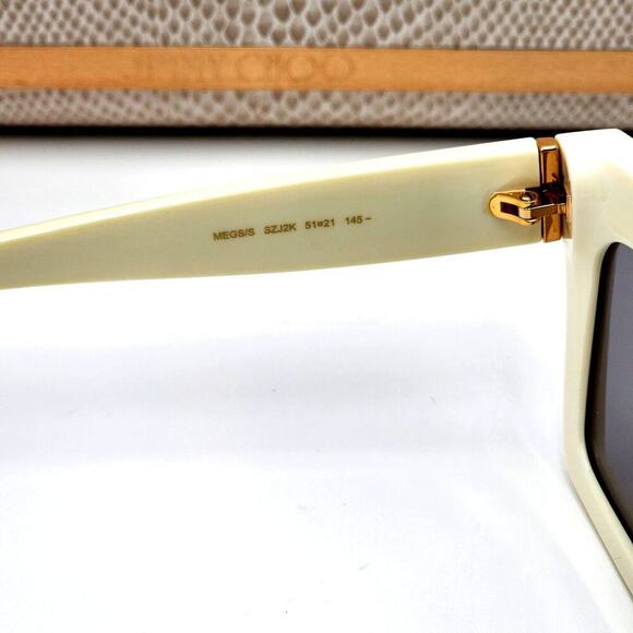 Jimmy Choo 51MM Embellished White/Ivory Rectangle Sunglasses - Picture 10 of 13